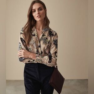 NWT $398 Reiss Nouela Butterfly Printed Shirt Blouse
